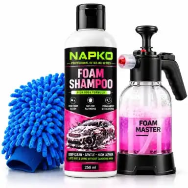 NAPKO Car Wash Kit for Home - Foam Master, Car Shampoo & Wash Gloves